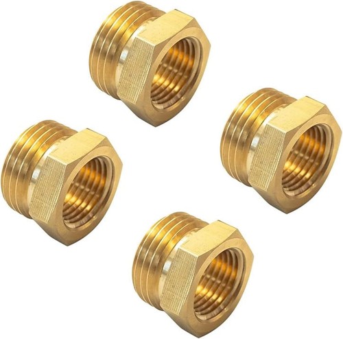 4 Pcs 57480-1208 Brass Garden Hose Adapter, 3/4 GHT Male to 1/2 NPT Female