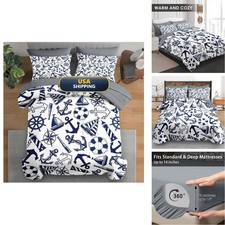 Pamnest King Comforter Set with Sheets 7 Pieces Nautical Anchors