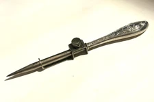 Sewing  Awl  Stiletto  adjustable Clamp Orchid   Antique Sterling 1909