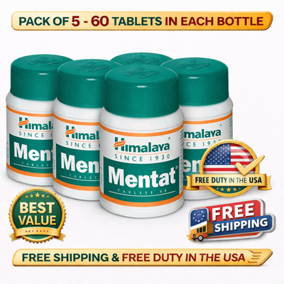 Himalaya Mentat Tablet Pack of 5 | Herbal Brain Support | Exp 09/2028 | Natural