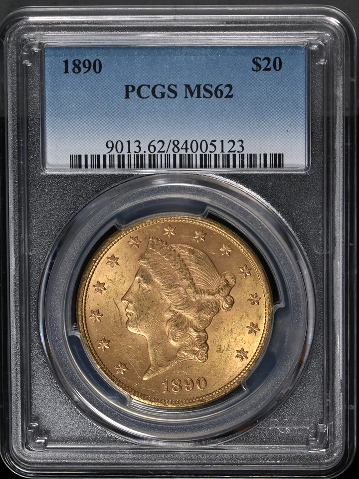 Oro Liberty 1890-P $20 graduación profesional MS62 bonito atractivo visual buen golpe Foto 3 de 4