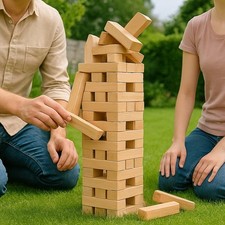 Stapelturm Holzspiel Partyspiel 60Tlg 50cm hoch Holz Garten XXL Strategie Kinder