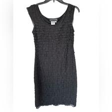 Donna Morgan Black Lace Tiered Dark Romance Cocktail Dress 8