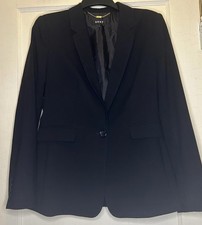 DKNY Size 6 Black Single-Button Long Sleeve Lined Logo Women  s Blazer Jacket NWT