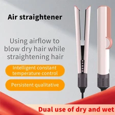 2-in-1 Hair Dryer and Flat Iron Dual Heat Negative Ion Hair Styler Travel Use