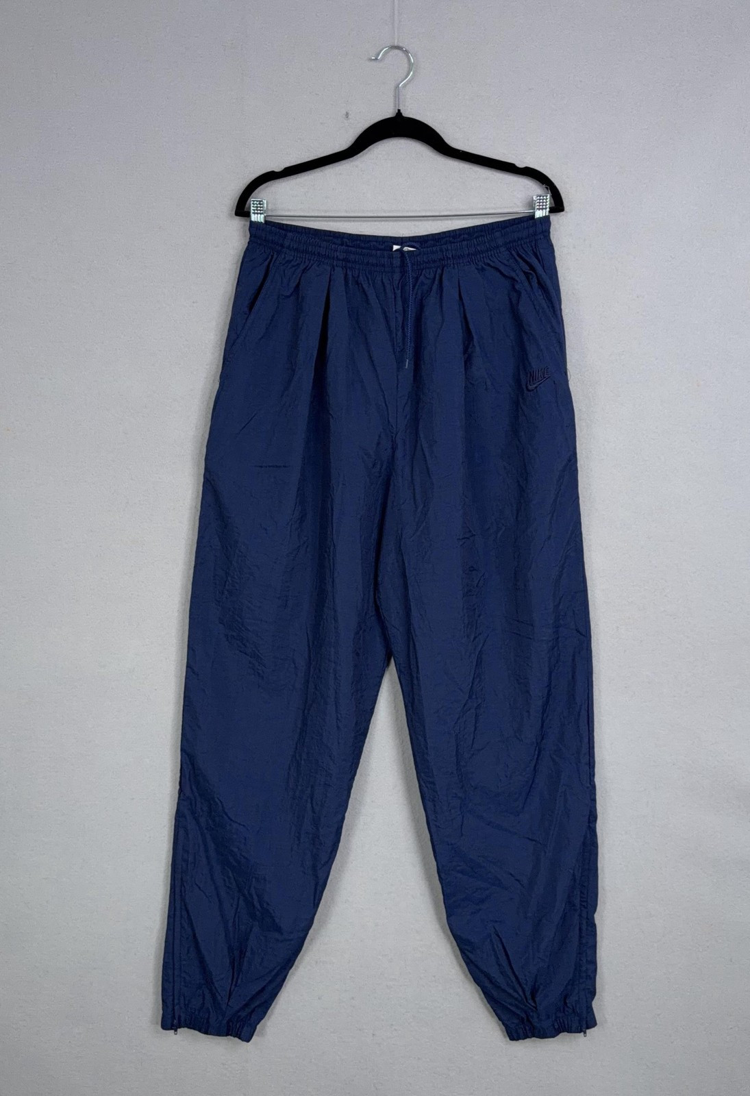 Vintage Nike Pants Mens XL Blue Baggy Track Windbreaker Ankle Zip Y2K Sports