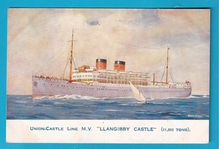 Original Postcard Union Castle Line M.V. LLANGIBBY CASTLE