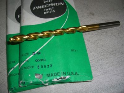 6 pcs PTD Precision Twist Drill 23/64'' HSS Taper Length TiN Coated 55923 USA