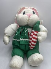 VTG Nylon Christmas Rabbit Plush Bunny 12” With Carrot