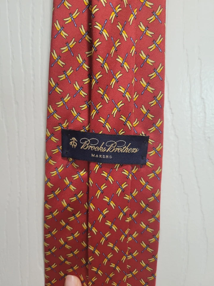 BROOKS BROTHERS Pura Seda Clásica 2 Corbatas Divertido Patrón Ovejas y Libélulas  Foto 3 de 4
