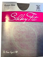 Silky Fit Size Queen Pantyhose Taupe 5'6"- 5'10" 160-180 Lb Sandalfoot New