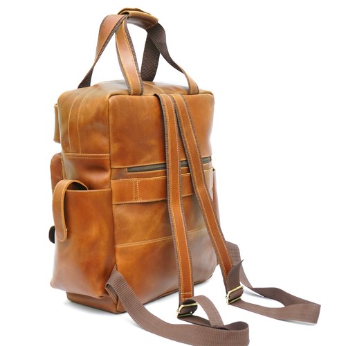 Leather Laptop Backpack for Men Women Large Travel Bag Leather Rucksack Genuine - Picture 14 of 16