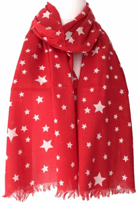 Sternenschal Damen rot weiß Sterne Baumwolle Halstuch Damen Fair Trade Tuch Neu