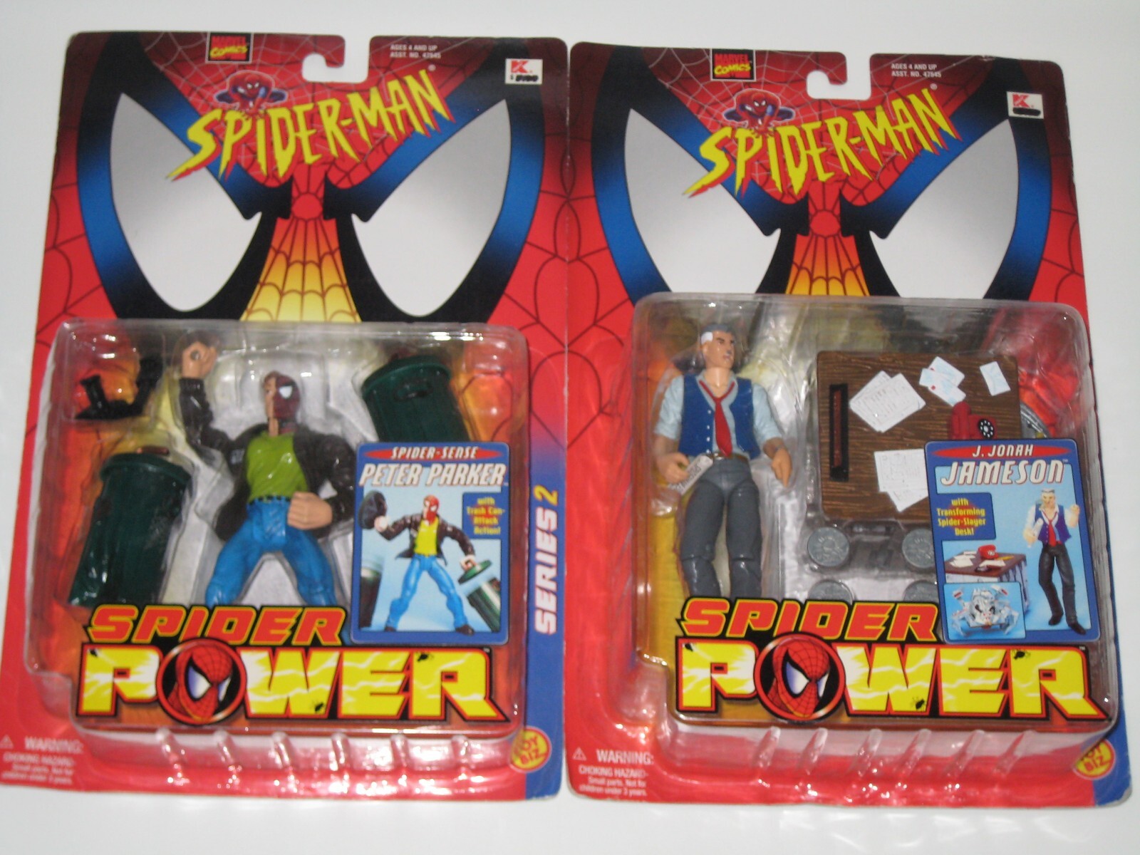 2 - 1999 TOY BIZ SPIDER POWER SPIDER-MAN ACTION FIGURES : PETER PARKER / JAMESON