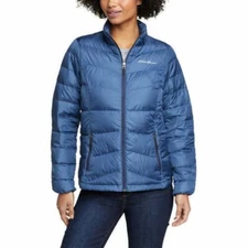 NWT EDDIE BAUER WOMEN'S BLUE CHEVRON QUILTED DOWN JACKET SZ S #D988