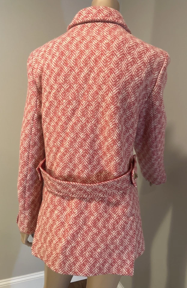 Chaqueta Abrigo Coach Tweed Espiga Lana Mohair Rosa Guisante Talla 10 Foto 4 de 4