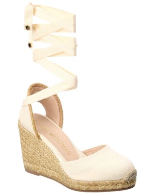 Stuart Weitzman Marguerita Espadrille Ankle-Tie Wedge - Size 5.5 - Natural  - NEW | eBay