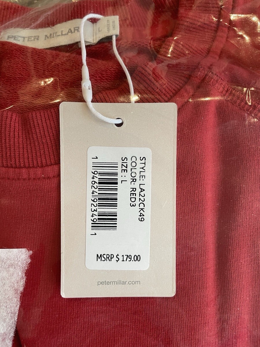 Peter Millar Women's Lava Wash Sweatshirt Pullover Red Size Lg New