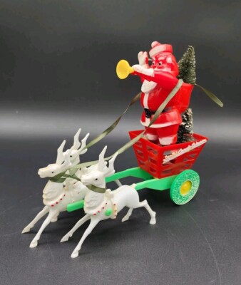 Vtg 1950s ROSBRO ROSEN Santa's Candy Wagon Christmas Reindeer