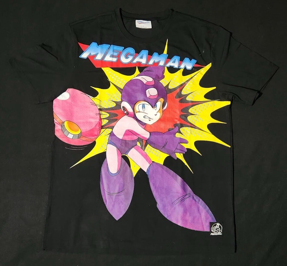 Vintage Y2K Mega Man With Mega Man Tag T-Shirt Size L RARE Large Print