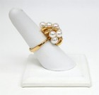 14k Yellow Gold Ring w 5-5.5mm Pearl Clusters & 1/10cttw Diamonds Size 7 — photo 3