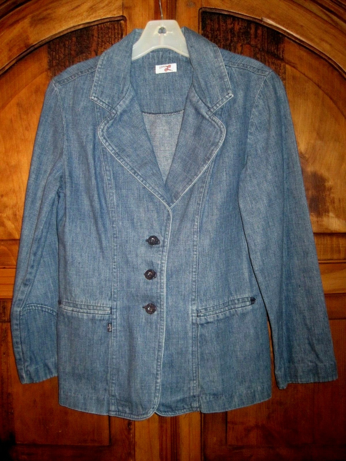 VINTAGE LEVI'S JEAN JACKET Cursive "L" BIG" E" 3 BUTT… Gem