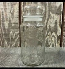 Planters Peanuts 75th Anniversary Clear Glass Jar with Lid (1981) Mr. Peanut 8" 