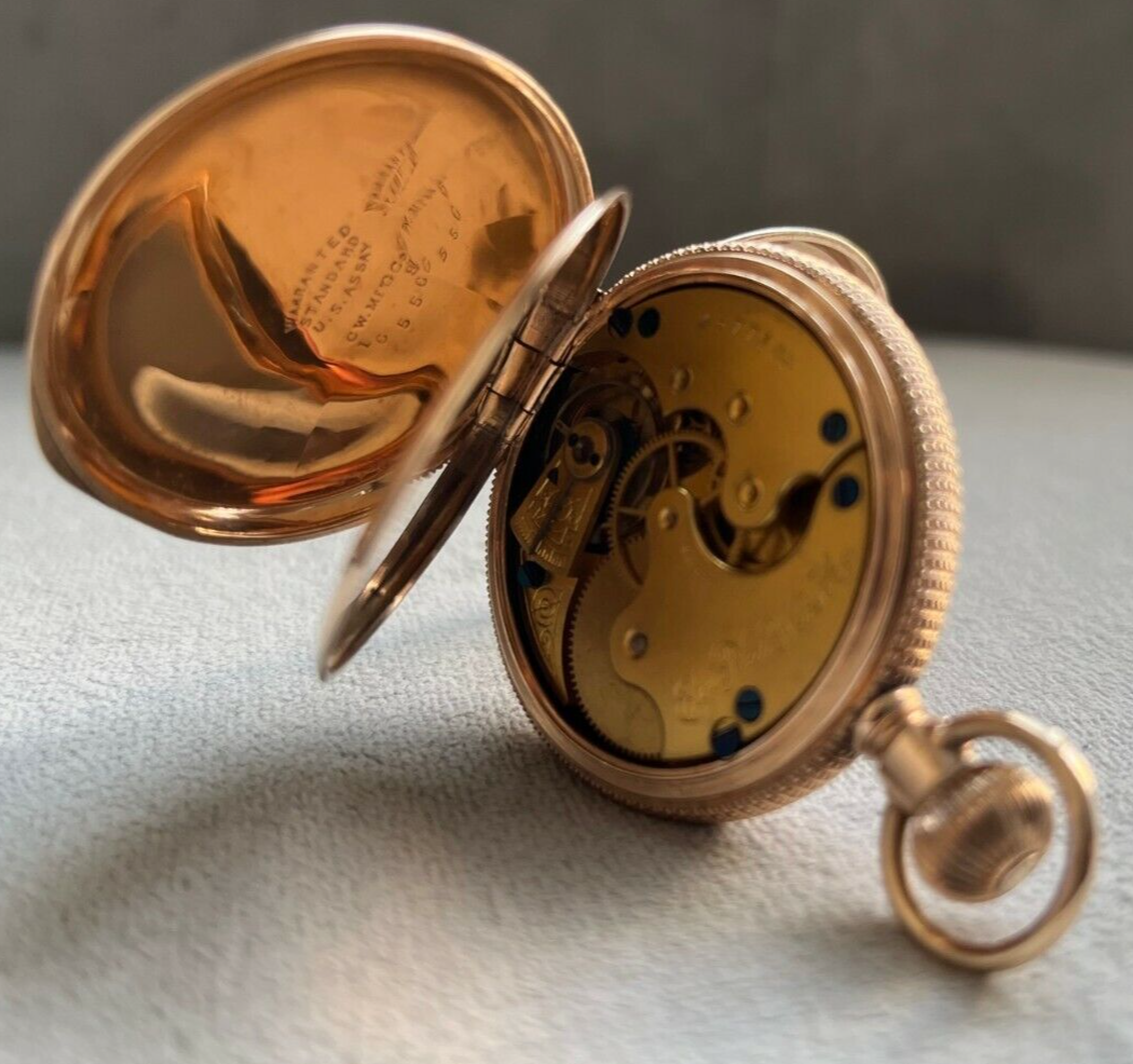 Montre Gousset Elgin Vintage - Plaqué Or Blanc 14K - Cadran émaillé - Mécanique Manuelle - USA