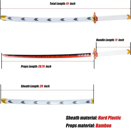 41" Demon Slayer Sword with Display Stand & Belt Cosplay,Collection Blade Anime - Picture 2 of 7