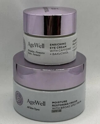 Arbonne Agewell Moisture Restoring Cream 50ml & Enriching Eye Cream 15ml Set