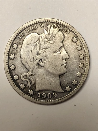1909-d Barber Quarter. Full Liberty