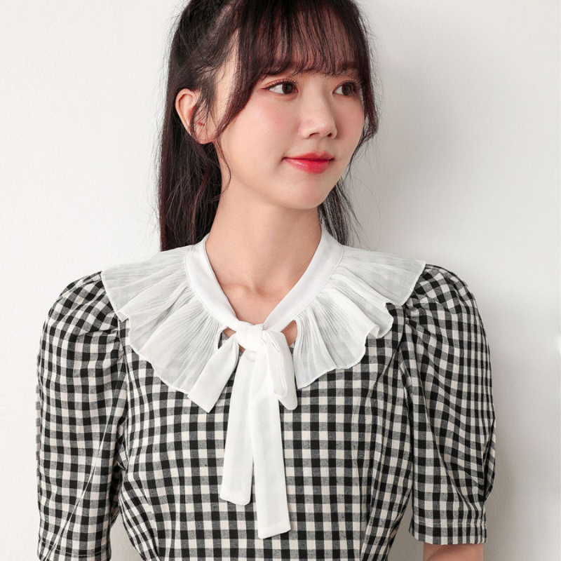 Lady False Fake Collar Detachable Ruffle Edge Frill Bow Tie for Lady False Fake Collar Detachable Ruffle Edge Frill Bow Tie for