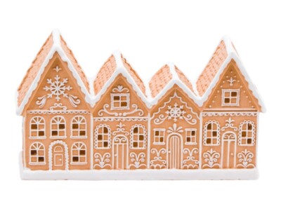New Cupcakes & Cashmere Large Christmas LED Light Up Gingerbread Row Houses