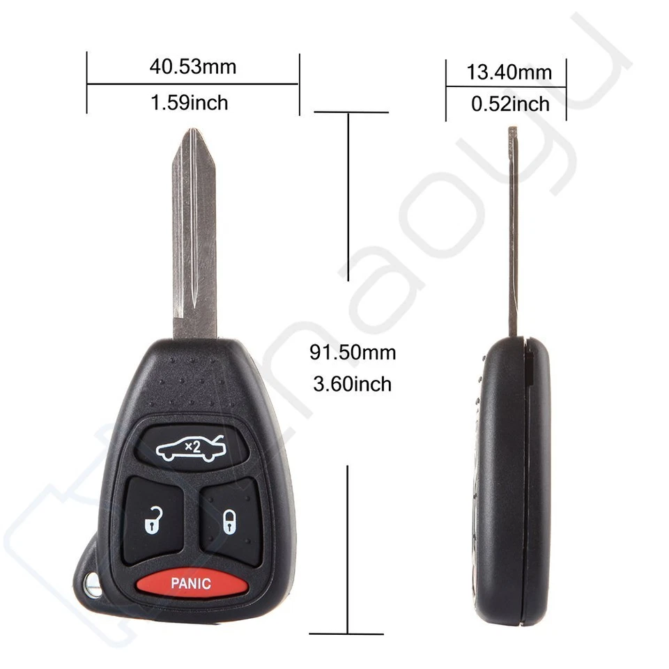 Mando a distancia con llave 4 botones para Jeep Grand Cherokee Dodge Charger 2005 2006 2007 Foto 4 de 4