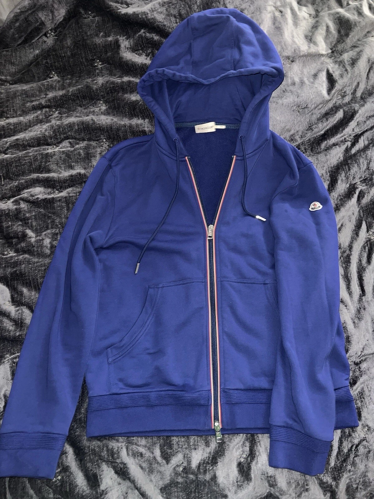 Cardigan uomo vintage blu Moncler maglia felpa con cappuccio 3XL ORLO come grande