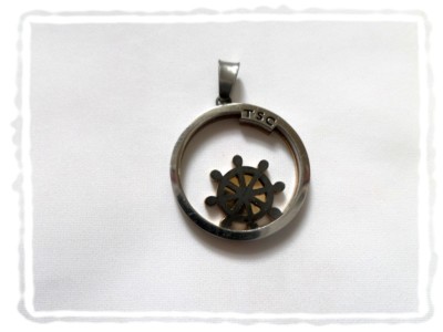 Pendentif Rond Barre Bateau Métal Argenté Rose Cuivré TSC Jewels