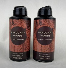 2 Bath  Body Works Mahogany Woods Mens Collection Body Sprays 3.7 OZ Each