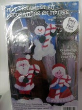 Design Works Jewel Felt CANDY CANE FRIENDS Ornaments Snowman, Santa Mrs.
