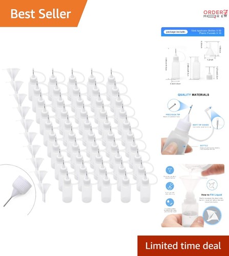 Precision Tip Applicator Bottles 15ml 50pcs with Funnels for Crafts and Painting
