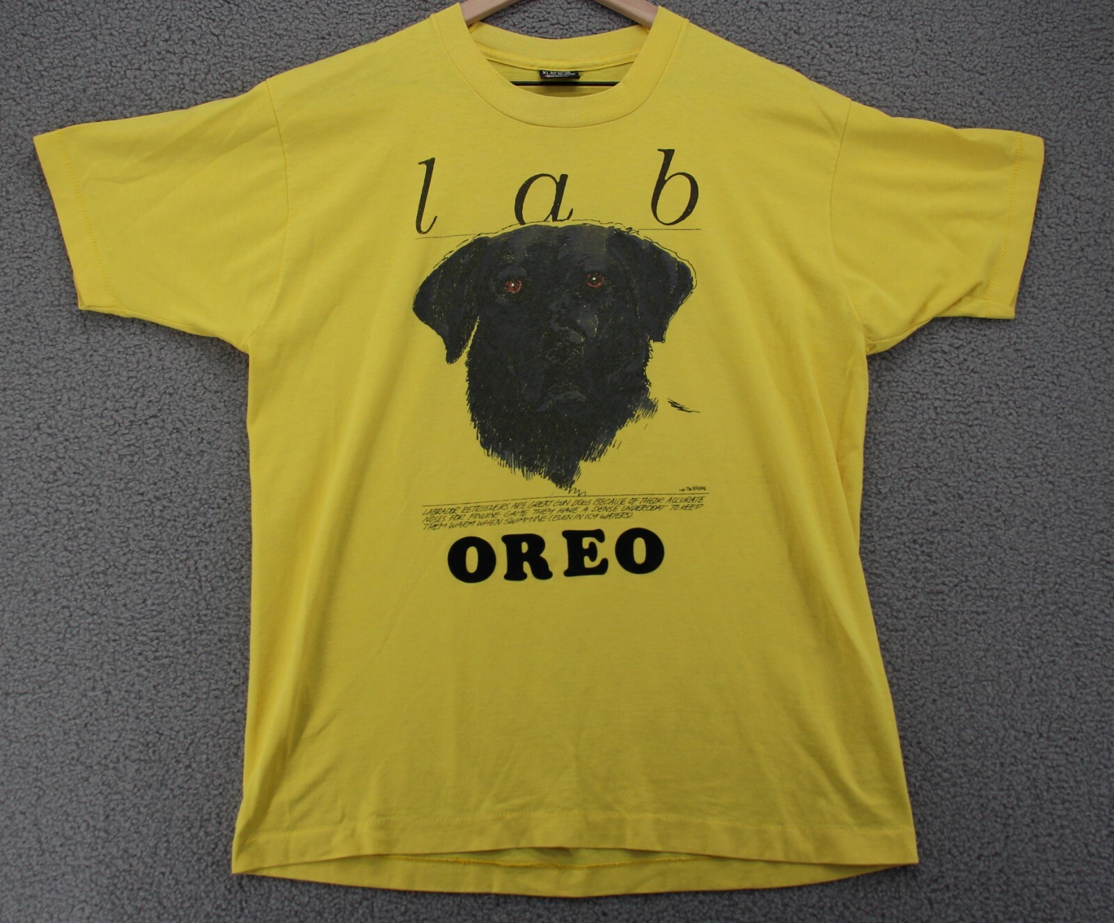 Vintage Screen Stars Best T Shirt Men XL Yellow Black Lab Dog Labrador Graphic