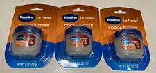 3 Vaseline Lip Therapy Lip Balm Mini Cocoa Butter  0.25 oz each