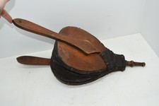 Large Fireplace Bellows Wood Leather Vintage Antique Hand Air