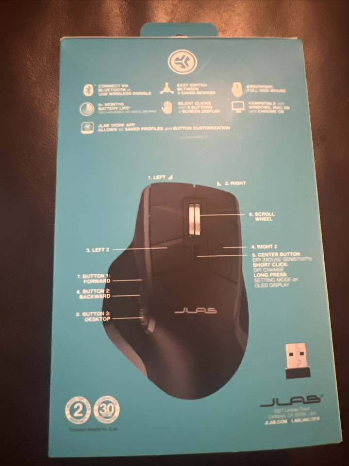 JLab Epic Wireless Mouse For PC, Laptop, Mice, 2.4G, Bluetooth, Black ...