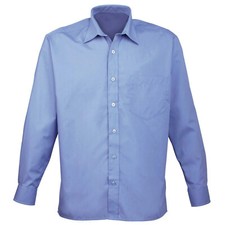 Boys Shirt Formal Plain Long Sleeved Wedding Suit Smart Blue Party Shirts 4-15Y