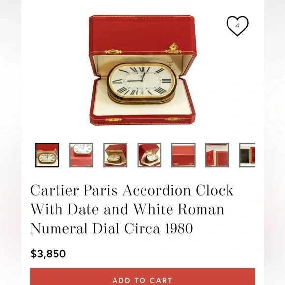 Cartier Accordion desk Clock with / Box / Booklets / Rare Color