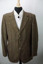 Curlee Clothes VINTAGE Heavy Tweed Belted Norfolk Sport Coat Jacket Sz 42R