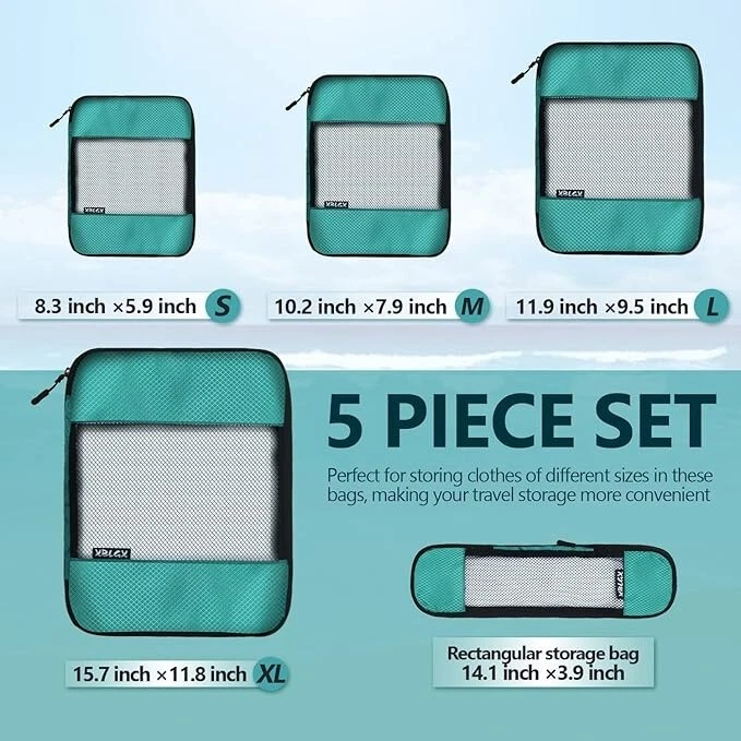 压缩包装立方体套装 – 5 个轻质旅行行李收纳盒 — 第 4/4 张图片