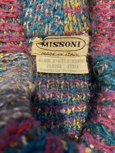 Missoni Vintage Wool Alpaca Silk Sweater Coat Jacket Thick Swing Wrap Jacket O/S - Picture 18 of 24