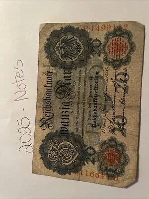GERMANY 20  Mark Banknote  1914 💶🇩🇪💶 - Image 1 of 2