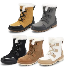 Women's Ankle Winter Snow Boots Faux Fur Waterproof Lace Up Outdoor Boots